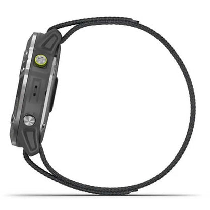 Garmin Enduro, Ultraperformance Multisport GPS Watch, Solar Charging, Battery Life Up to 80 Hours in GPS Mode, Steel with Gray UltraFit Nylon Band