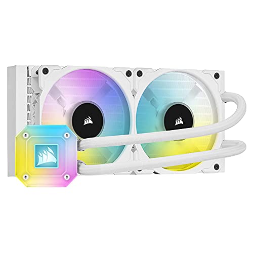 Corsair iCUE H100i Elite Capellix Liquid CPU Cooler - White Rgb Pump + Fans White 240mm Radiator