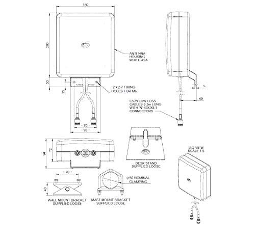 Sierra Wireless AirLink High Gain Directional Antenna - 2xLTE, Wall Mount, 2ft, N(f), White (6001126-N)