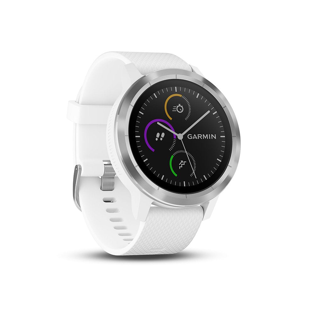 Garmin Vivoactive 3 Smartwatch, White & Stainless, 010-01769-20 White With Stainless Hardware