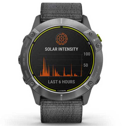 Garmin Enduro, Ultraperformance Multisport GPS Watch, Solar Charging, Battery Life Up to 80 Hours in GPS Mode, Steel with Gray UltraFit Nylon Band