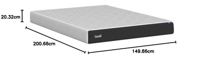 Lucid 8 Inch Gel Memory Foam-Mattress – Firm Feel – Gel Infusion – Hypoallergenic Bamboo Charcoal – Breathable-Cover Queen White