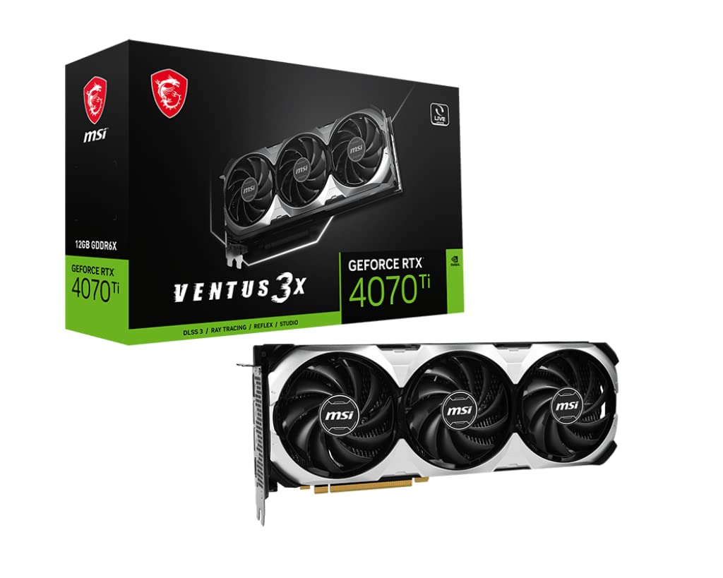 MSI Gaming GeForce RTX 4070 Ti 12GB GDRR6X 192-Bit HDMI/DP Nvlink TORX Fan 4.0 Ada Lovelace Architecture Graphics Card (RTX 4070 Ti Ventus 3X 12G)