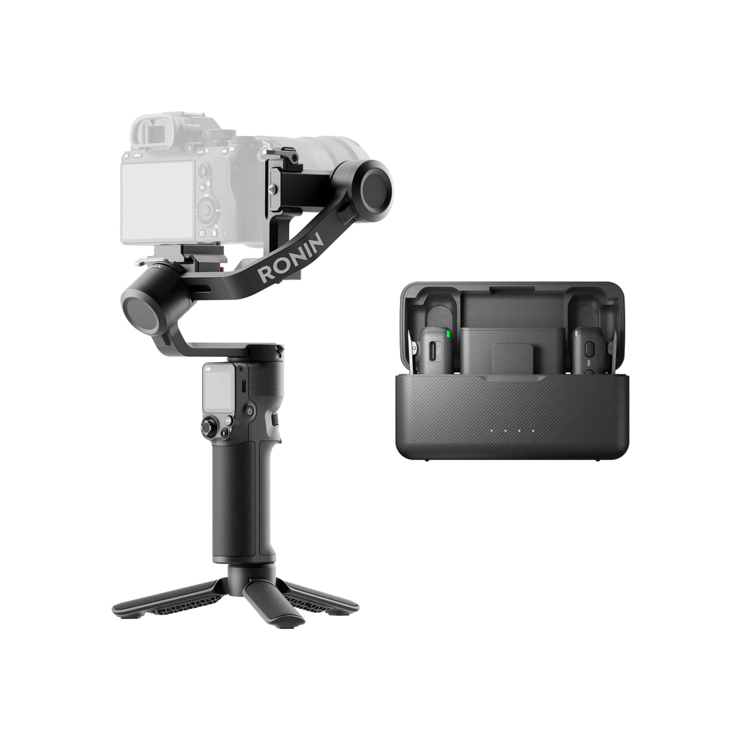 DJI RS 3 Mini + DJI Mic (2 TX + 1 RX + Charging Case), 3-Axis Stabilizer, 2 kg (4.4 lbs) Tested Payload, Native Vertical Shooting, Wireless Lavalier Microphone with 250 m (820 ft) Range DJI RS 3 Mini + DJI Mic (2 TX + 1 RX + Charging Case)