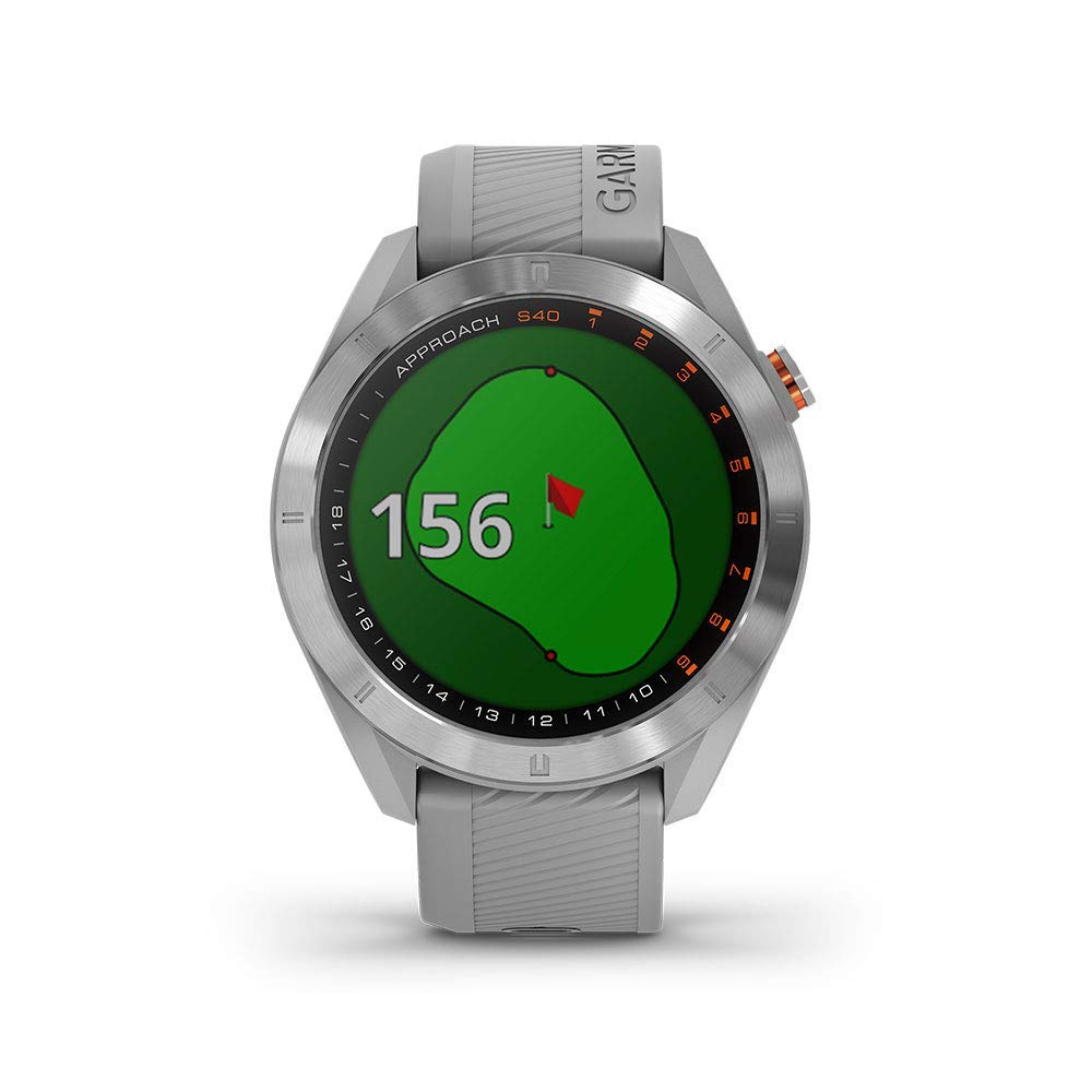 Garmin Approach S40, Stylish GPS Golf Smartwatch, Lightweight with Touchscreen Display, Gray/Stainless Steel Unit only Stainless Steel With Powder Gray Band