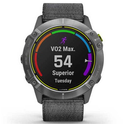 Garmin Enduro, Ultraperformance Multisport GPS Watch, Solar Charging, Battery Life Up to 80 Hours in GPS Mode, Steel with Gray UltraFit Nylon Band