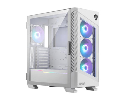 MSI MPG Velox 100R White - Mid-Tower Gaming PC Case - Tempered Glass Side Panel - 4 x 120mm ARGB Fans - Liquid Cooling Support up to 360mm Radiator - Mesh Panel for Optimized Airflow