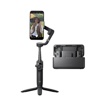 DJI Osmo Mobile 6 Premium Vlogging Combo, Intelligent Phone Gimbal, Object Tracking, Built-In Extension Rod, Android and iPhone Stabilizer, Slate Gray, with a DJI Mic (2 TX + 1 RX + Charging Case) + DJI Mic (2 TX + 1 RX + Charging Case)