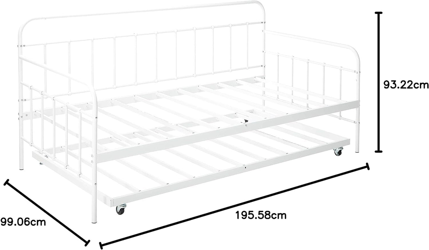 Zinus Florence Twin Daybed and Trundle Frame Set / Premium Steel Slat Support / Daybed and Roll Out Trundle Accommodate / Twin Size Mattresses Sold Separately