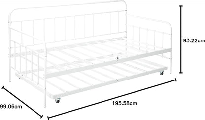 Zinus Florence Twin Daybed and Trundle Frame Set / Premium Steel Slat Support / Daybed and Roll Out Trundle Accommodate / Twin Size Mattresses Sold Separately