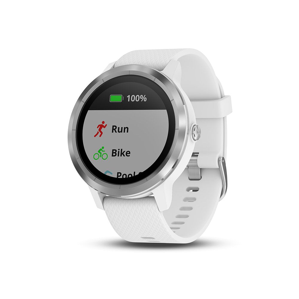 Garmin Vivoactive 3 Smartwatch, White & Stainless, 010-01769-20 White With Stainless Hardware