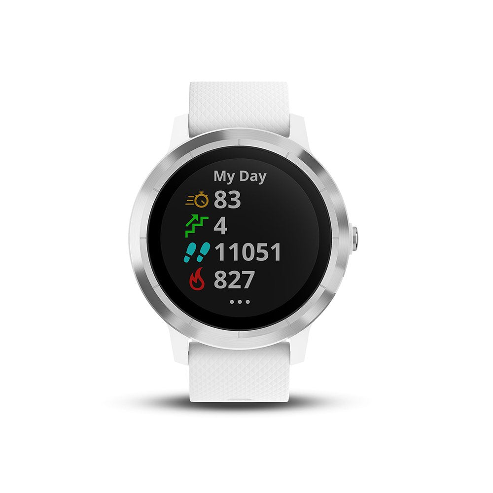 Garmin Vivoactive 3 Smartwatch, White & Stainless, 010-01769-20 White With Stainless Hardware