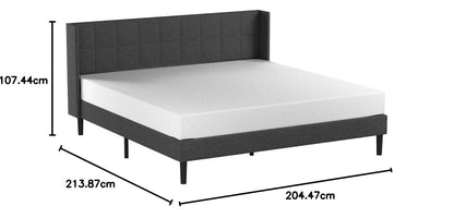 ZINUS Dori Upholstered Platform Bed Frame with Wingback Headboard / Mattress Foundation / Wood Slat Support / No Box Spring Needed / Easy Assembly, King Grey Traditional