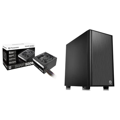 Thermaltake Smart 500W PSU + Thermaltake Versa H17 Black Micro-ATX Case Bundle 80+ White Power + Computer Case