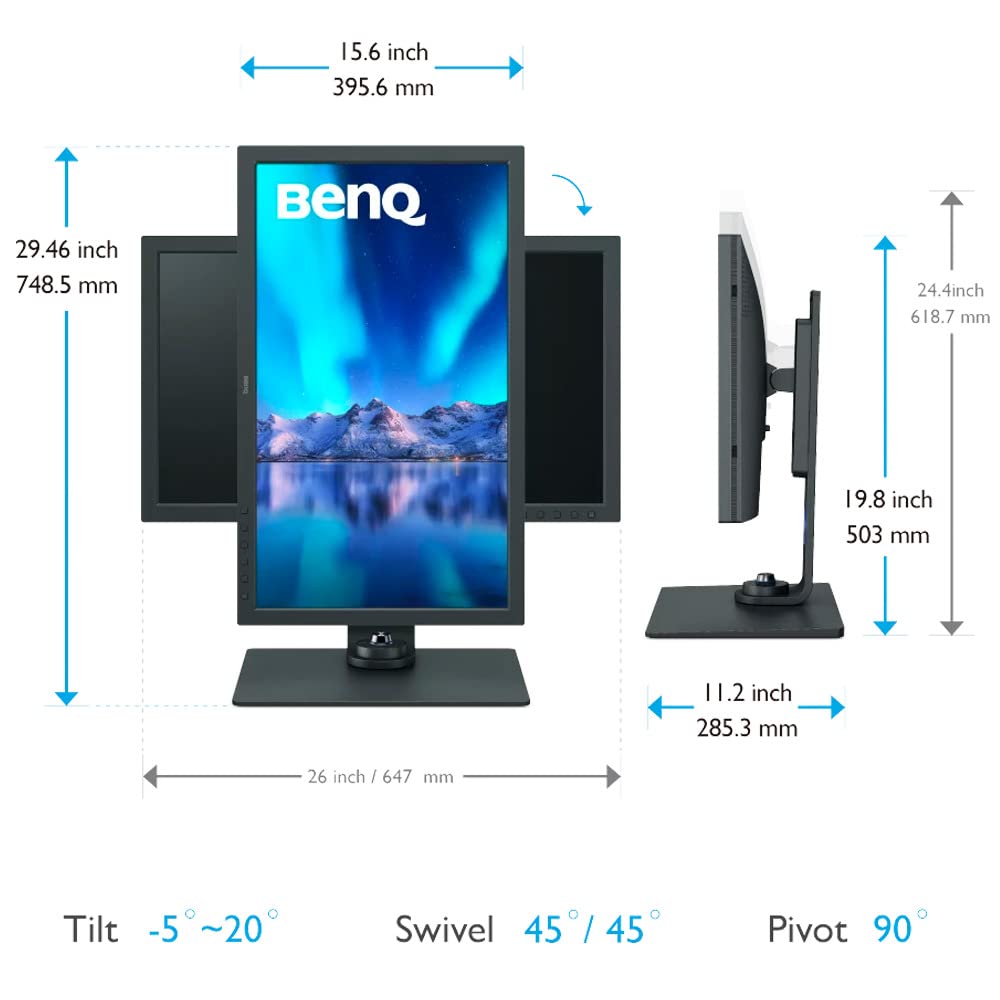 BenQ 27 inch 4K PhotoVue Photographer Monitor (SW271), IPS, 3840x2160 UHD, Rec.709, DCI-P3, 14-bit 3D LUT, USB-C, DP, HDMI AdobeRGB | IPS | 4K