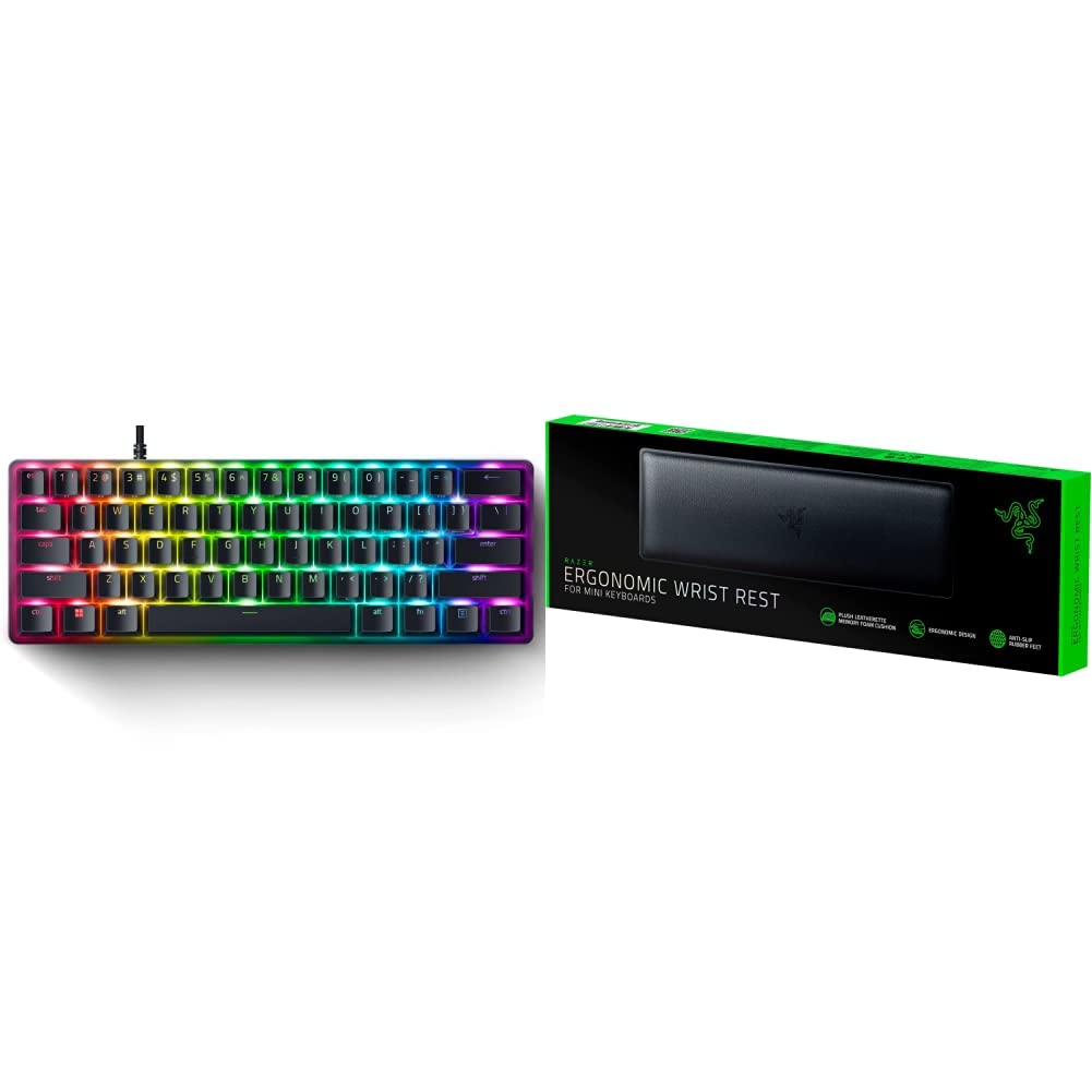 Razer Huntsman Mini 60% Gaming Keyboard (Clicky Optical Switch) + Razer Ergonomic Wrist Rest