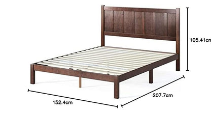 Zinus Wood Rustic Style Platform Bed with Headboard / No Box Spring Needed / Wood Slat Support, Queen Traditional