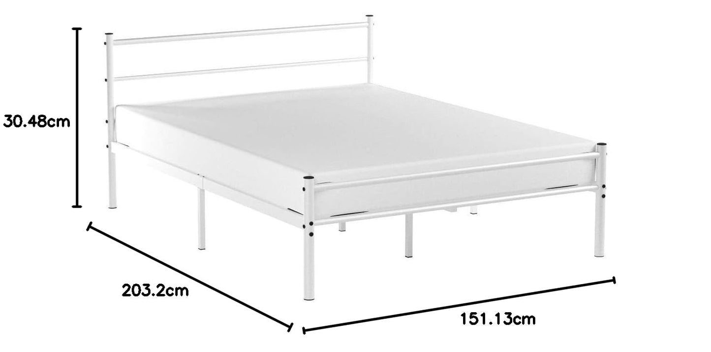 Zinus Queen Bed Frame - Geraldine 12 inch White Metal Platform Bed Frame with Headboard – No Box Spring Needed, Under Bed Storage Space, Easy Assembly, Durable Steel Slat Support, Queen Size Traditional