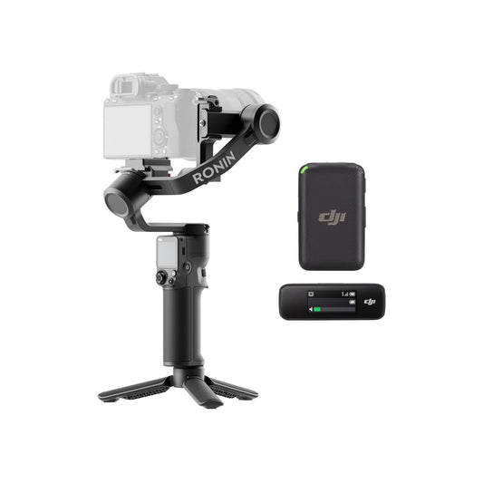 DJI RS 3 Mini + DJI Mic (1 TX + 1 RX), 3-Axis Stabilizer, 2 kg (4.4 lbs) Tested Payload, Native Vertical Shooting, Bluetooth Shutter Control, Wireless Lavalier Microphone with 250 m (820 ft) Range DJI RS 3 Mini + DJI Mic (1 TX + 1 RX)