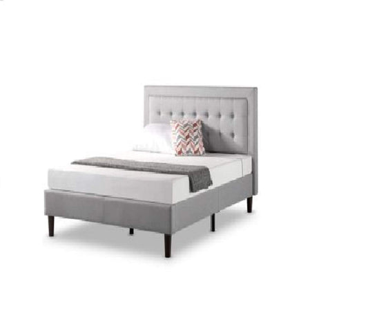 Zinus Dachelle Upholstered Platform Bed Frame / Mattress Foundation / Wood Slat Support / No Box Spring Needed / Easy Assembly, King Grey Sand