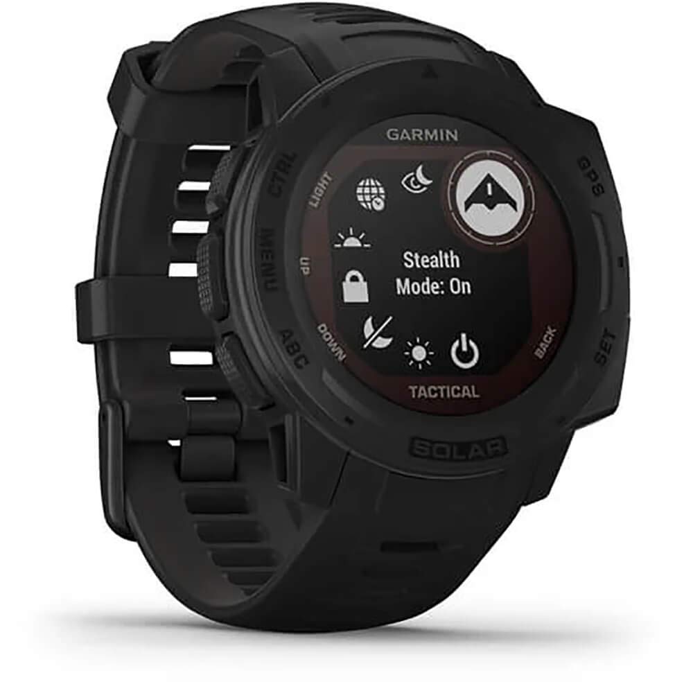 Garmin Instinct Solar Tactical, Solar-powered Rugged Outdoor Smartwatch with Tactical Features, Built-in Sports Apps and Health Monitoring, Black