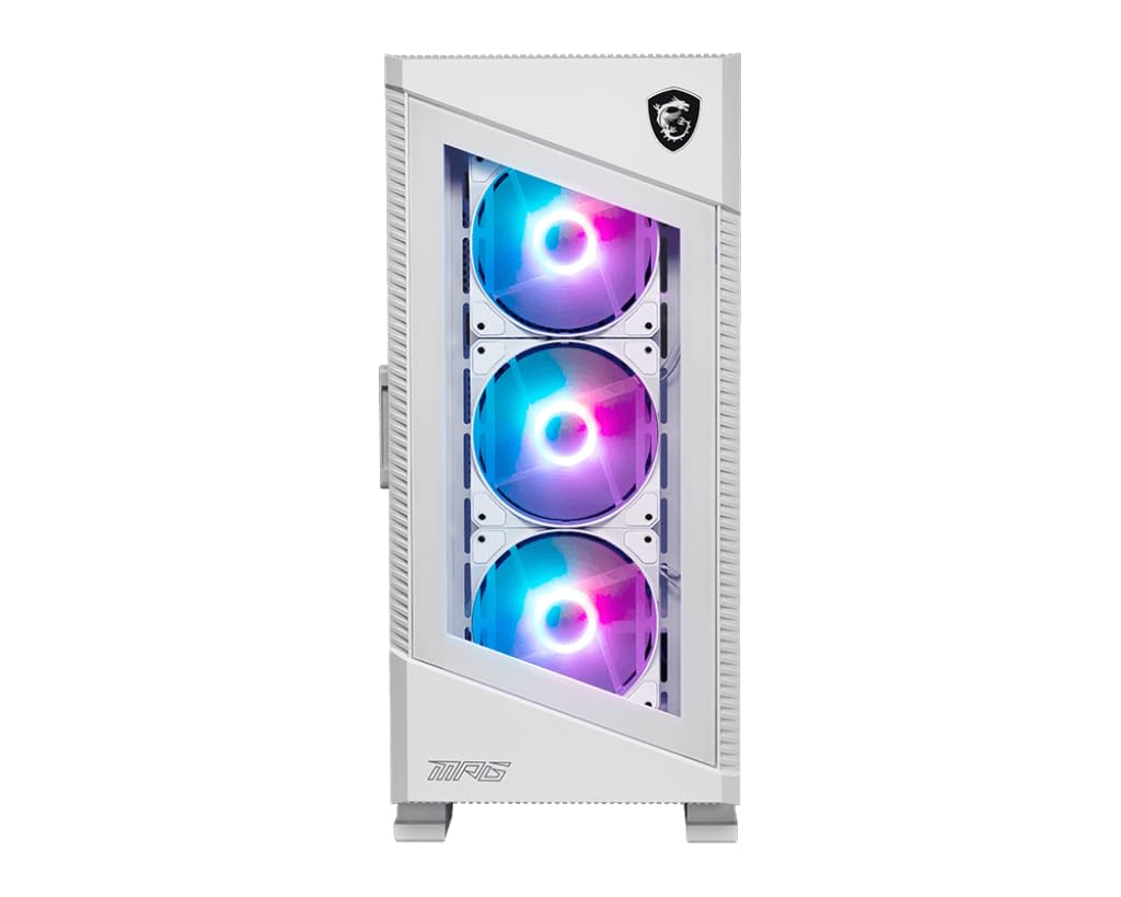 MSI MPG Velox 100R White - Mid-Tower Gaming PC Case - Tempered Glass Side Panel - 4 x 120mm ARGB Fans - Liquid Cooling Support up to 360mm Radiator - Mesh Panel for Optimized Airflow