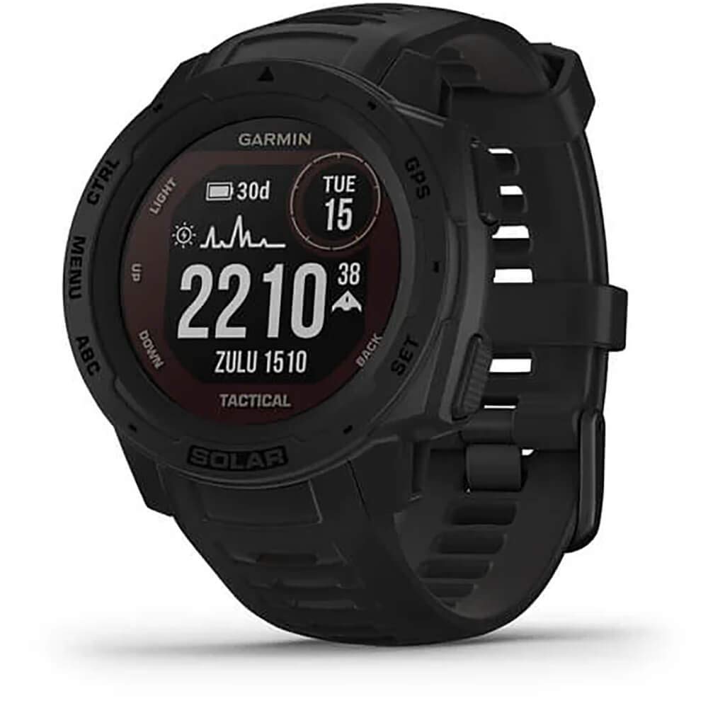 Garmin Instinct Solar Tactical, Solar-powered Rugged Outdoor Smartwatch with Tactical Features, Built-in Sports Apps and Health Monitoring, Black