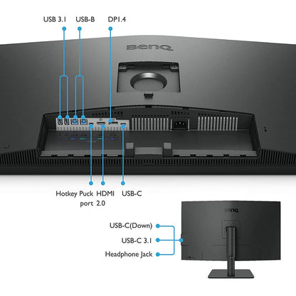 BenQ PD3200U PD Series 32-Inch Screen, LED-Lit Monitor 14700510 ,Black 32 Inch sRGB | IPS | 4K Professional Factory Calibrated | Height Adjustable | Pantone Validated