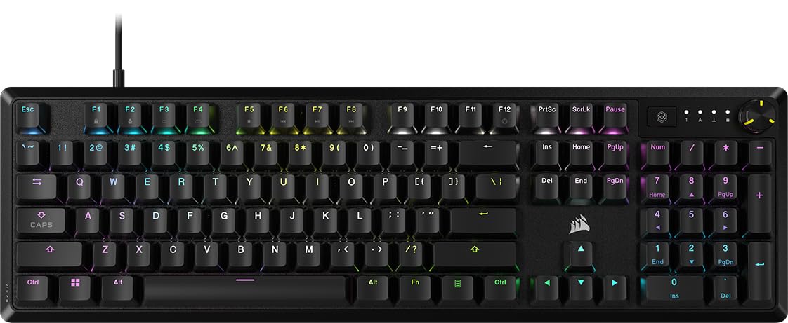 CORSAIR K70 CORE RGB Mechanical Gaming Keyboard - Pre-lubricated Corsair MLX Red Linear Keyswitches - Sound Dampening - Media Control Dial - iCUE Compatible - QWERTY NA Layout - Black