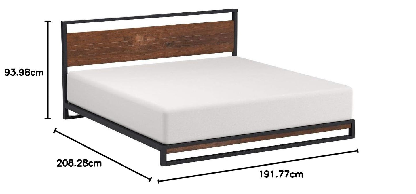 Zinus King Bed Frame – Suzanne 7 inch Bed Frame with Headboard, Bamboo Wooden Slats, Heavy Duty Metal, Easy Assembly, No Box Spring Needed – Platform Bed Frame with Underbed Storage Standard