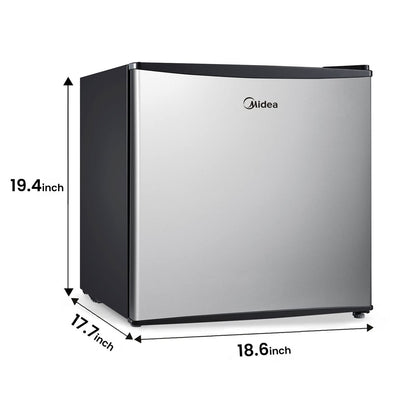 Midea WHS-65LSS1 Compact Refrigerator, 1.6 Cubic Feet Single Door Fridge, Mini Fridge for Office/Bedroom/Dorm/Living Room/Garage with Adjustable Legs, Black 1.6 cu.ft Stainless Steel