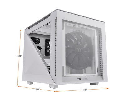 Thermaltake Divider 200 TG White Micro-ATX case w/preinstalled Front fanx1, Standard Rear fanx1, Tempered Glass Computer Case CA-1V1-00S6WN-00