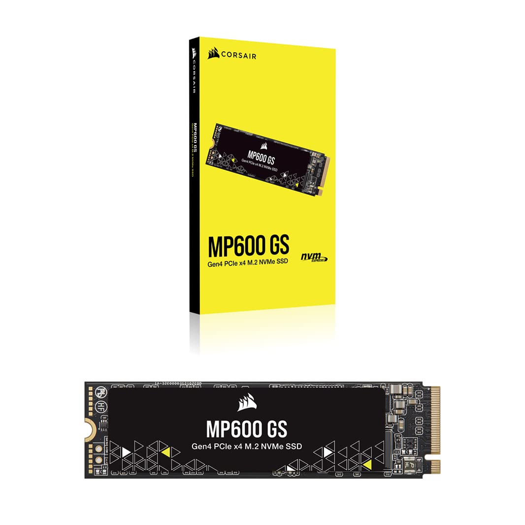 Corsair MP600 GS 500GB PCIe Gen4 x4 NVMe M.2 SSD – High-Density TLC NAND – M.2 2280 – DirectStorage Compatible - Up to 4,800MB/sec – Great for PCIe 4.0 Notebooks - Black