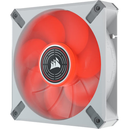 CORSAIR ML120 LED Elite, 120mm Magnetic Levitation Red LED Fan with AirGuide, Single Pack - White Frame