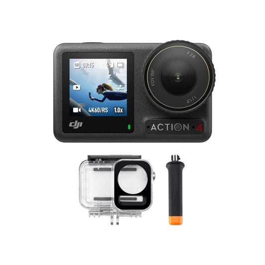 DJI Osmo Action 4 Diving Combo - Waterproof Action Camera, Underwater Video, Floating Handle and 60m Waterproof Case, 10-bit & D-Log M, 1/1.3-Inch Sensor, 360º HorizonSteady, Vlogging Camera Standard Combo