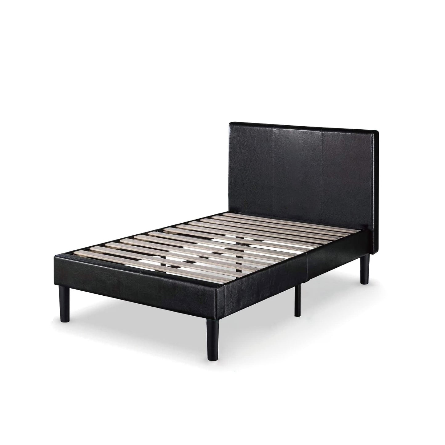 Zinus Deluxe Faux Leather Upholstered Platform Bed with Wooden Slats, Twin Standard