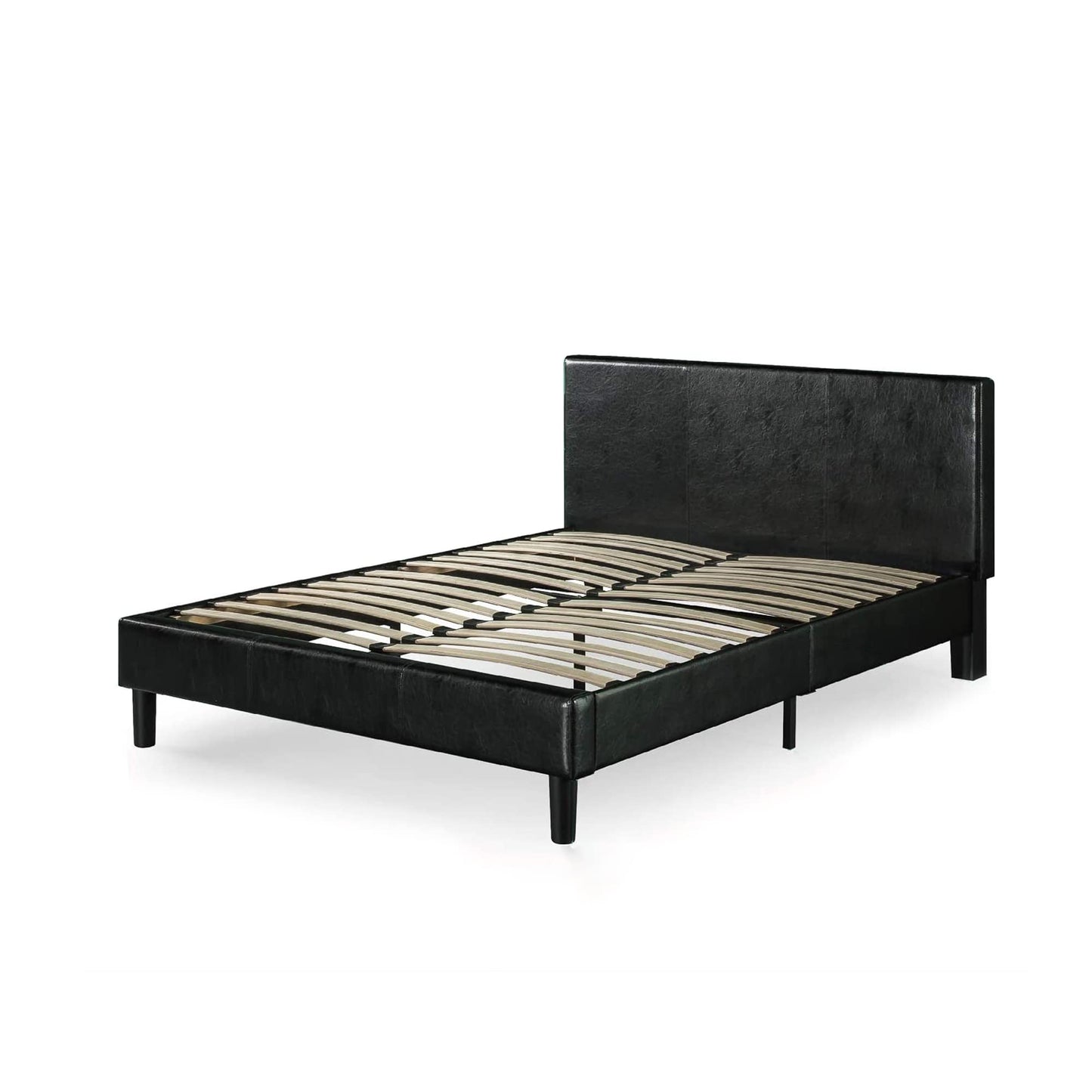 Zinus Faux Leather Upholstered Platform Bed with Wooden Slats, King