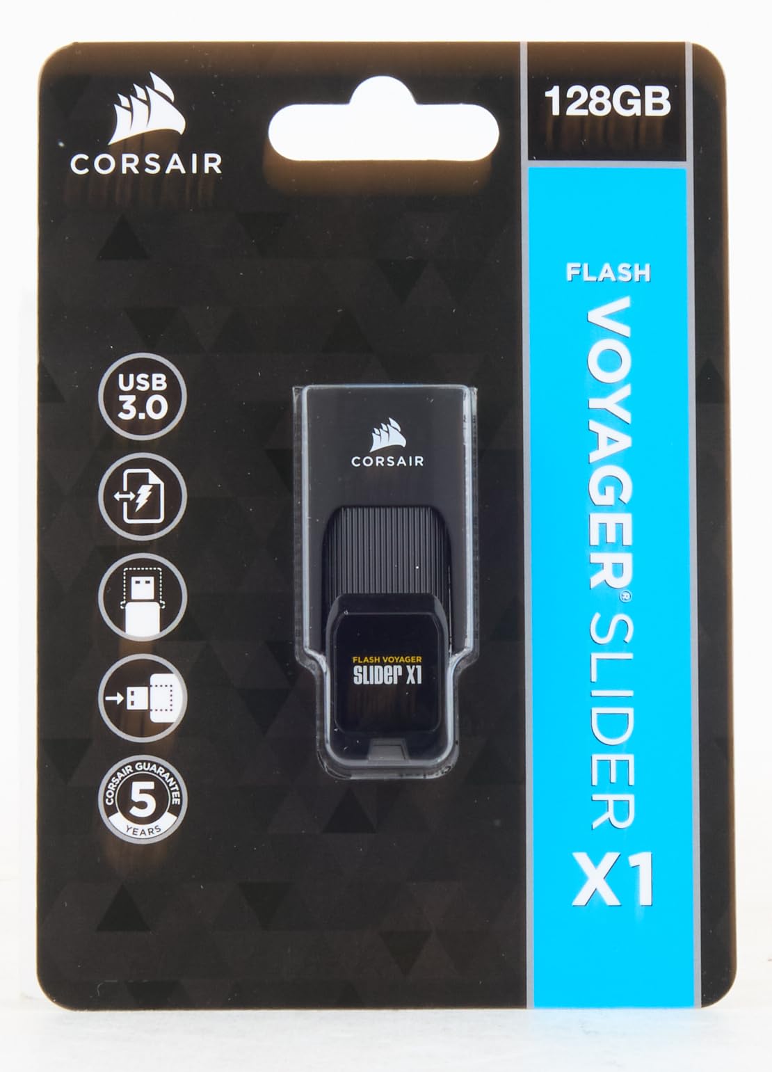 Corsair CMFSL3X1-128GB Flash Voyager Slider X1 128GB USB 3.0 Flash Drive, Black