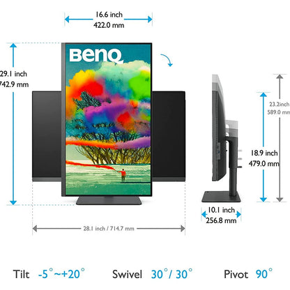 BenQ PD3200U PD Series 32-Inch Screen, LED-Lit Monitor 14700510 ,Black 32 Inch sRGB | IPS | 4K Professional Factory Calibrated | Height Adjustable | Pantone Validated