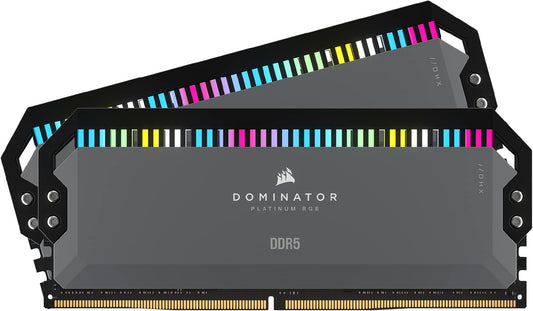 CORSAIR DOMINATOR PLATINUM RGB DDR5 RAM 64GB (2x32GB) 5200MHz CL40 AMD EXPO iCUE Compatible Computer Memory - Gray (CMT64GX5M2B5200Z40K) 64GB (2x32GB)