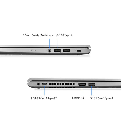 Asus VivoBook M515 15.6” FHD Laptop - AMD Ryzen 3 3250U, 8GB RAM, 128GB SSD, Windows 11 (with Microfiber Cloth) - Silver (M515DA-WS33)