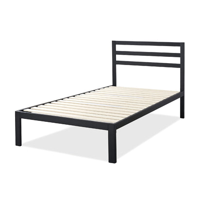 Zinus Twin Bed Frame - Mia 15 inch Metal Platform Bed Frame with Headboard, Wood Slat Support, No Box Spring Needed, Easy Assembly - Bed Frame with Underbed Storage Space, Twin Size