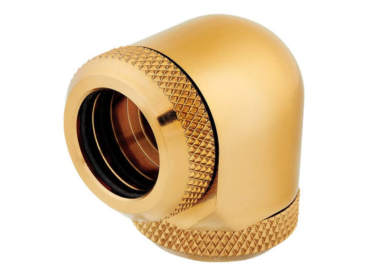 CORSAIR Hydro X Series XF Hardline 90 Degree 14mm OD Fittings Twin Pack (Solid Brass Durability, Quality Finish, Double O-Ring Hardline Compression Design, Easy 14mm Diameter Tubing Fitting) Gold