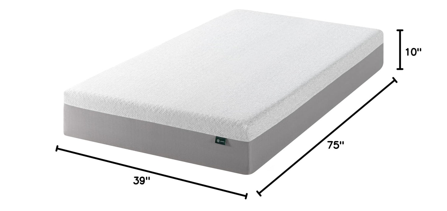 ZINUS 10 Inch Ultima Memory Foam Mattress [New Version], Twin, Fiberglass Free, Medium Firm Feel, Breathable Airflow Memory Foam, Certified Safe Foams & Fabric, Mattress in A Box White Smooth Comfort (New Small Box)