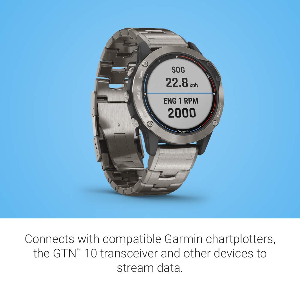 Garmin quatix 6 Titanium, Multisport Marine Smartwatch, Comprehensive Boat Connectivity (010-02158-94)