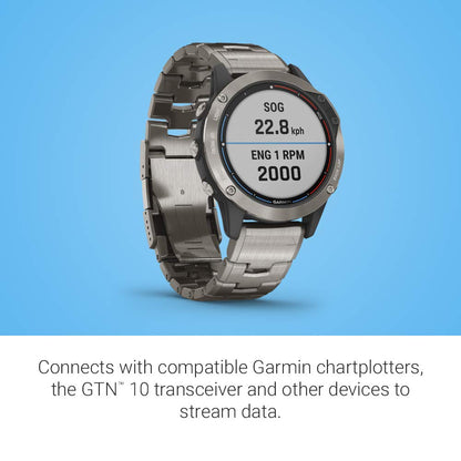 Garmin quatix 6 Titanium, Multisport Marine Smartwatch, Comprehensive Boat Connectivity (010-02158-94)