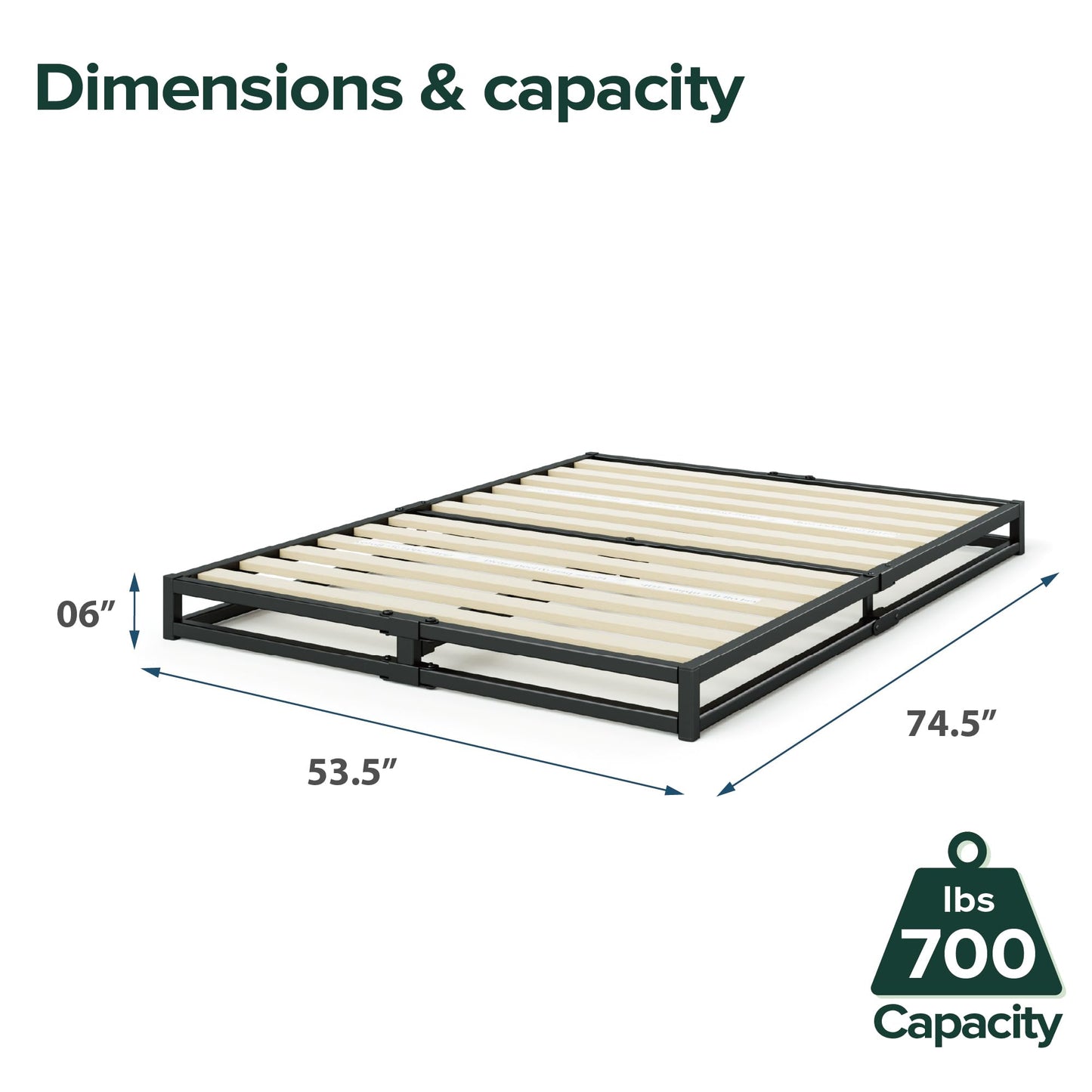 Zinus Full Bed Frame - Joseph 6 Inch Metal Bed Frame with Wood Slat Support, No Box Spring Needed, Easy Assembly - Minimalist Platform Bed Frame, 5 Year Warranty, Full Size New Small Box