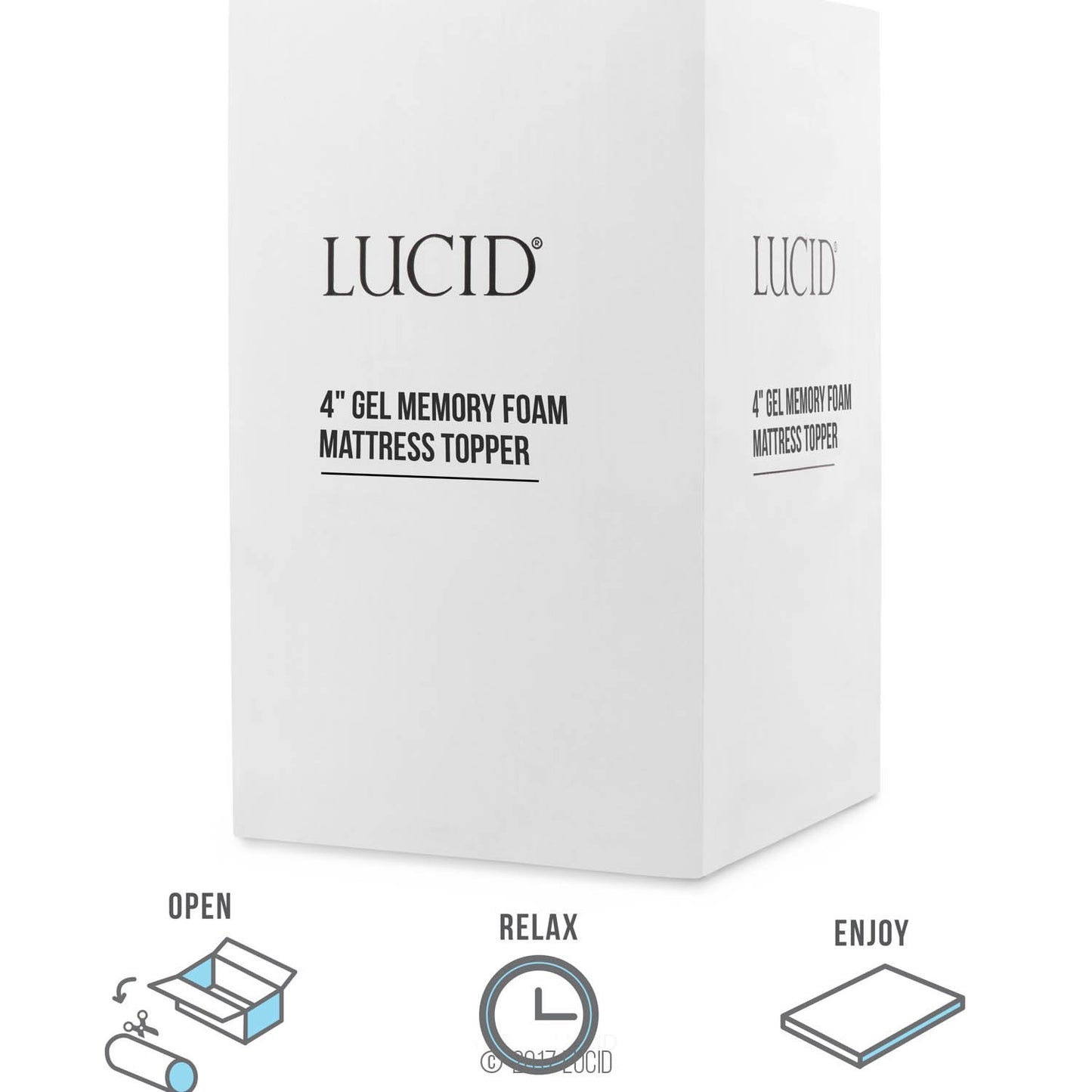 LUCID 4 Inch Gel Memory Foam Mattress Topper - Ventilated Design - Ultra Plush - Full