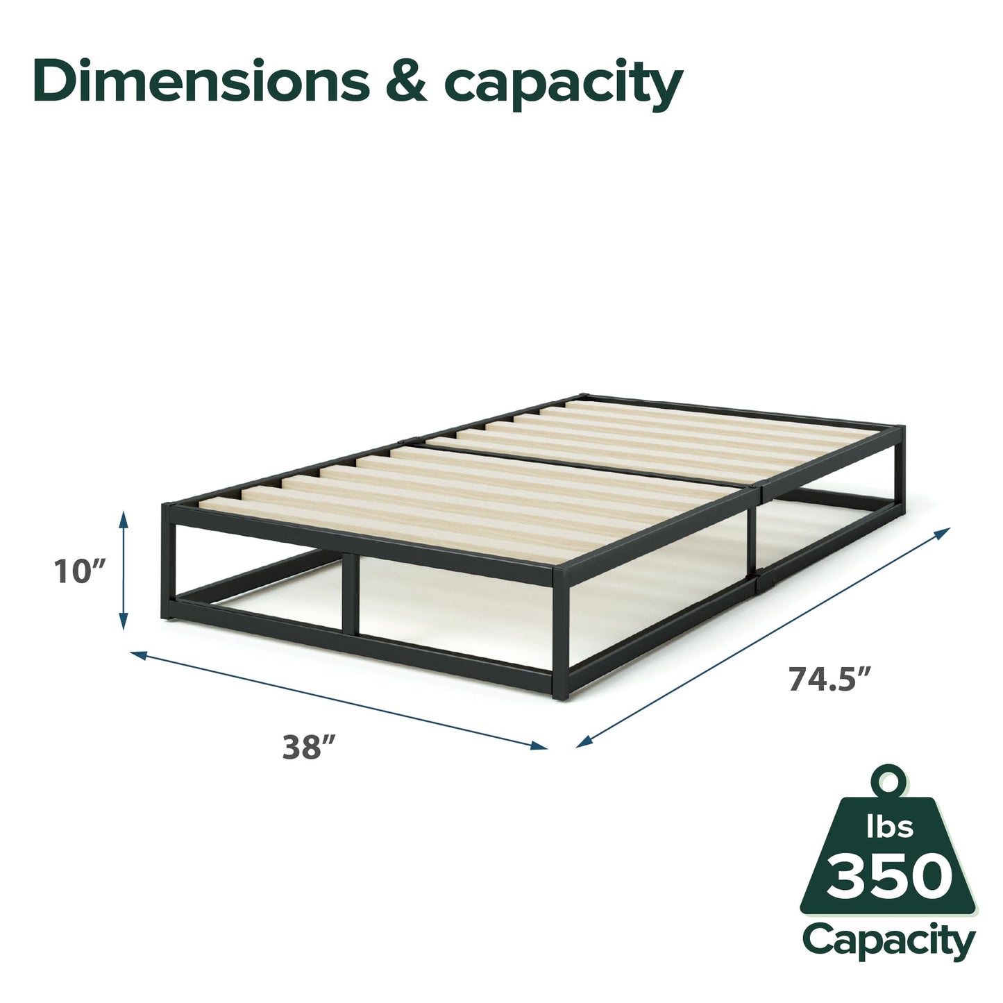 Zinus Twin Bed Frame - Joseph 10 Inch Metal Bed Frame with Wood Slat Support, No Box Spring Needed, Easy Assembly - Minimalist Platform Bed Frame with Underbed Storage Space, 5 Year Warranty, Twin New Small Box