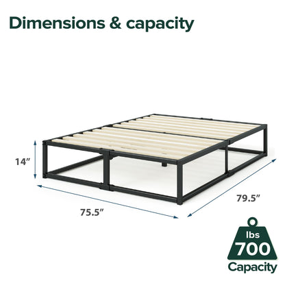 Zinus King Bed Frame - Joseph 14 Inch Metal Bed Frame with Wood Slat Support, No Box Spring Needed, Easy Assembly - Minimalist Platform Bed Frame with Underbed Storage Space, 5 Year Warranty, King New Small Box